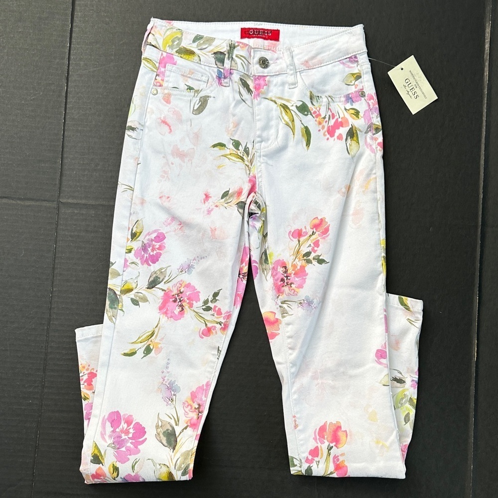 New Guess White Floral Skinny Jeans - Picture 4 of 8